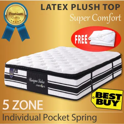 [Bulky] King size - Unique Latex Mattress * 12 Inches Latex Plush Top * 5 Zone Individually Pocketed Spring