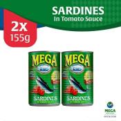 Mega Sardines In Tomato Sauce 155G By 2'S