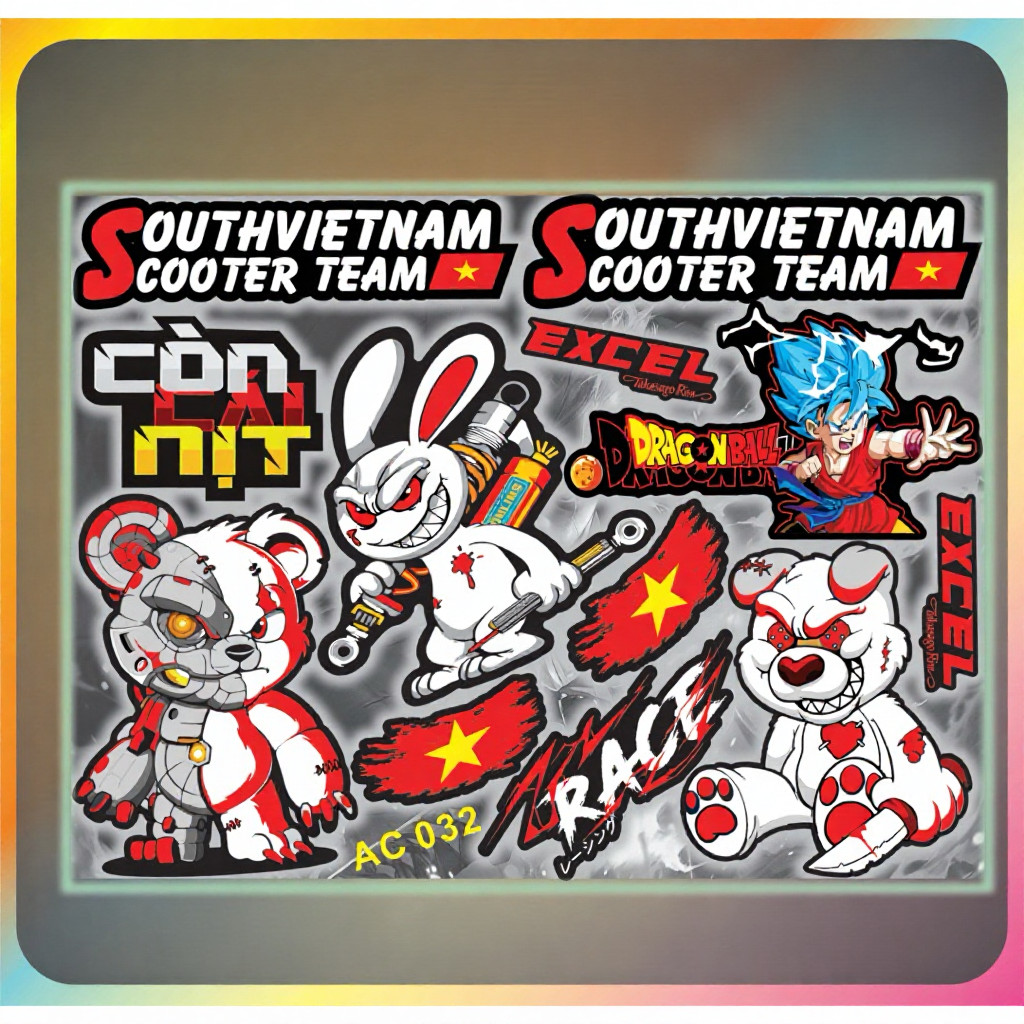 Combo Sticker Decal Chống Nước, Bám Dính Tốt, Đa Dạng Hình Ảnh