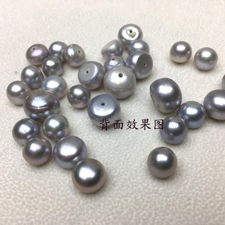 ◑✐Chính hãng màu xám ngọc trai nước ngọt trần hạt tròn 8-10mm có thể được sử dụng như Bông tai mặt dây chuyền Corsage Nhẫn