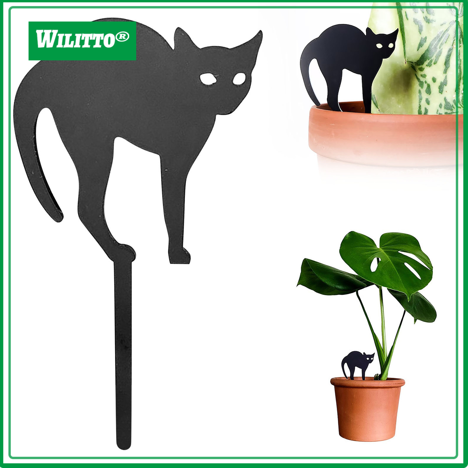 2Pcs/Set Flowerpot Cat Sign Planter Insert Cat Sign with Stake Black Cat Silhouette Garden Decoration for Outdoor Indoor Potted Plant Patio Balcony ราคา 92 บาท*ส่งฟรี