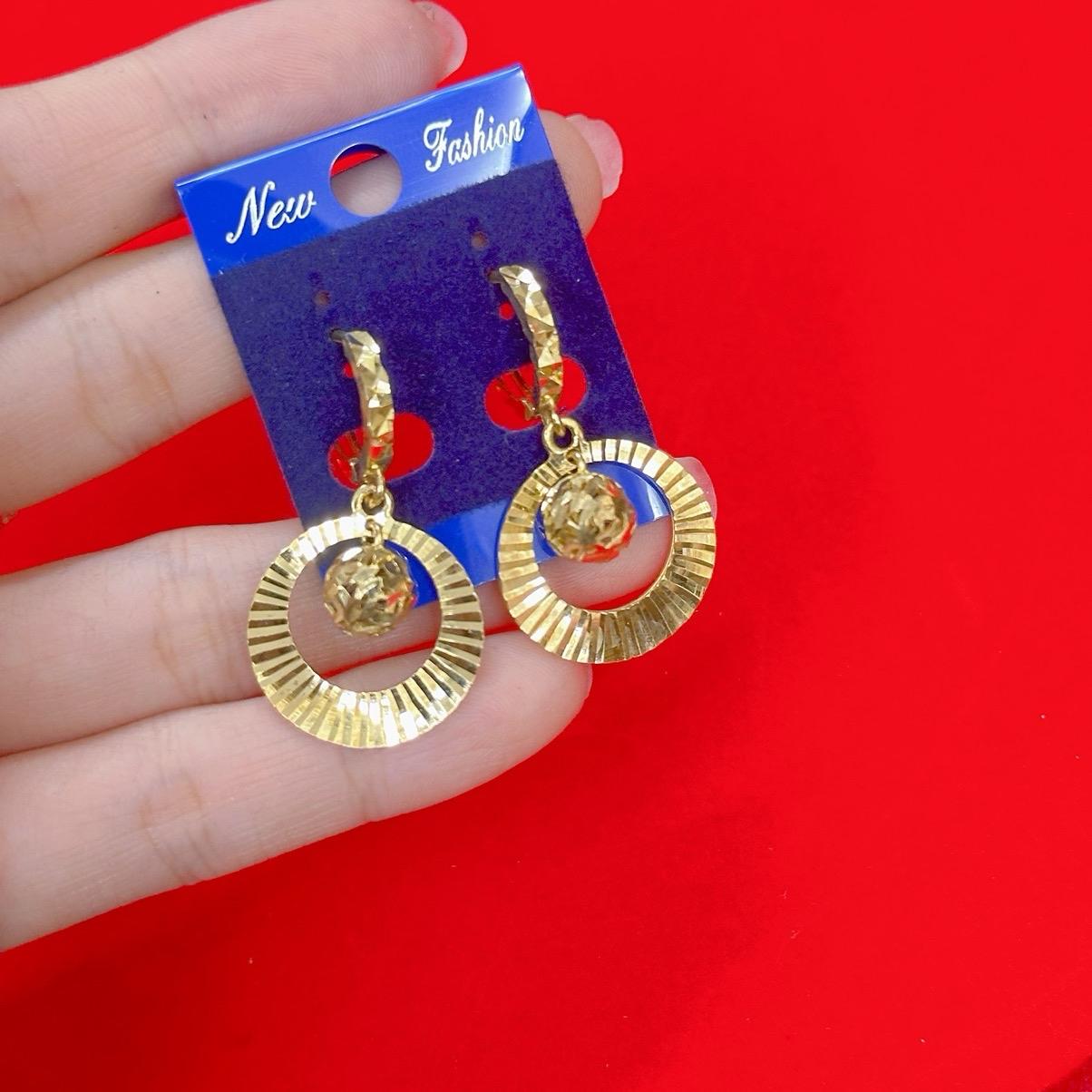 Bông tai đồng tòn ten tròn châu