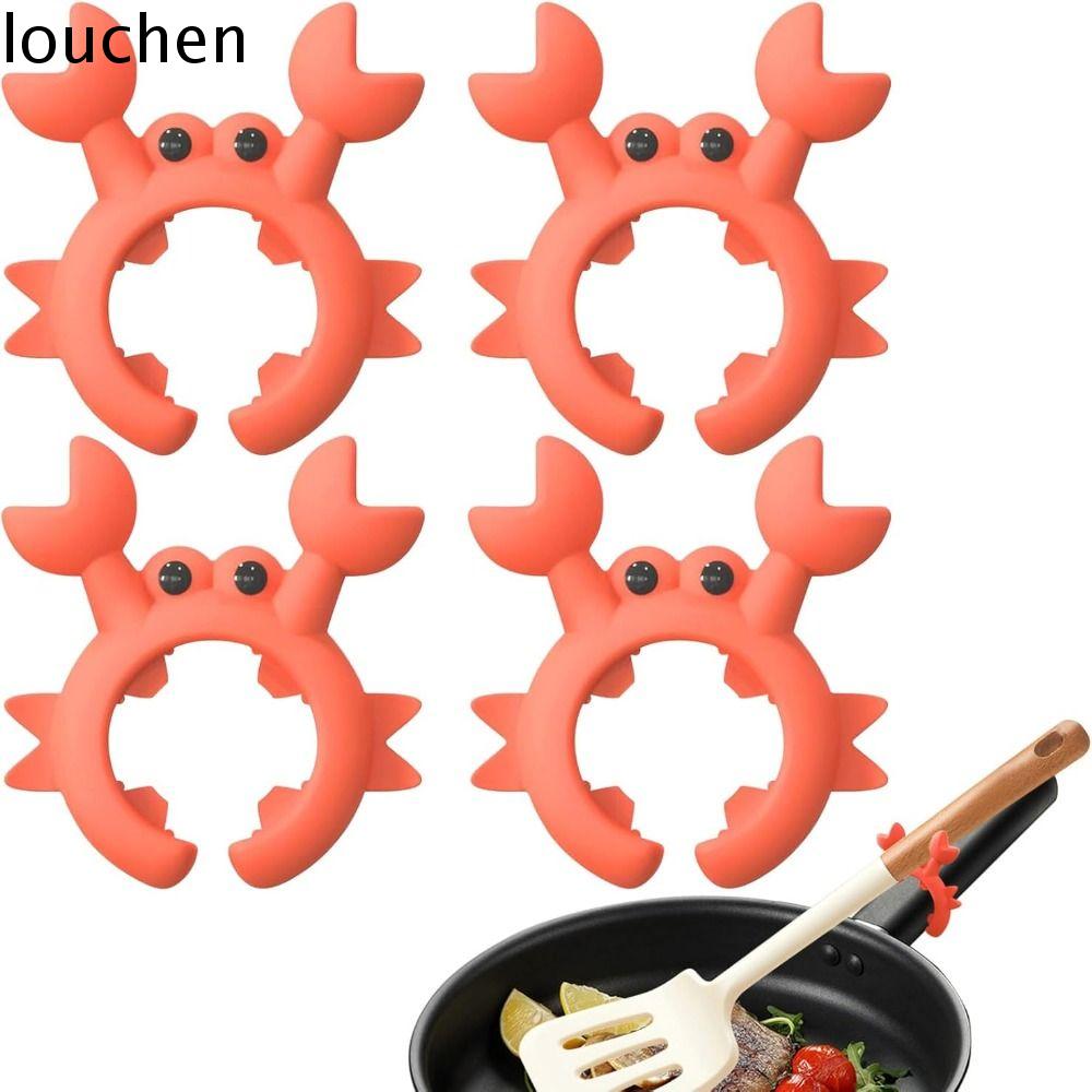 LOUCHEN 4Pcs Chống bỏng Giá để thìa cua nhỏ Chống tràn Chống trượt Đặt muỗng nấu ăn Phổ thông Chịu nhiệt Giá xẻng Dụng cụ nhà bếp