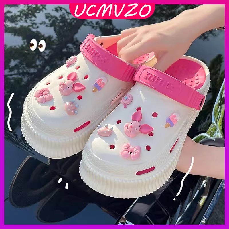 UCMVZO Hole Shoes Women Summer Outer Wear 2023 New Style Increased Thick-Soled Beach Anti-Slip Stepping Shit-Stepping Feeling ราคา 417 บาท*ส่งฟรี