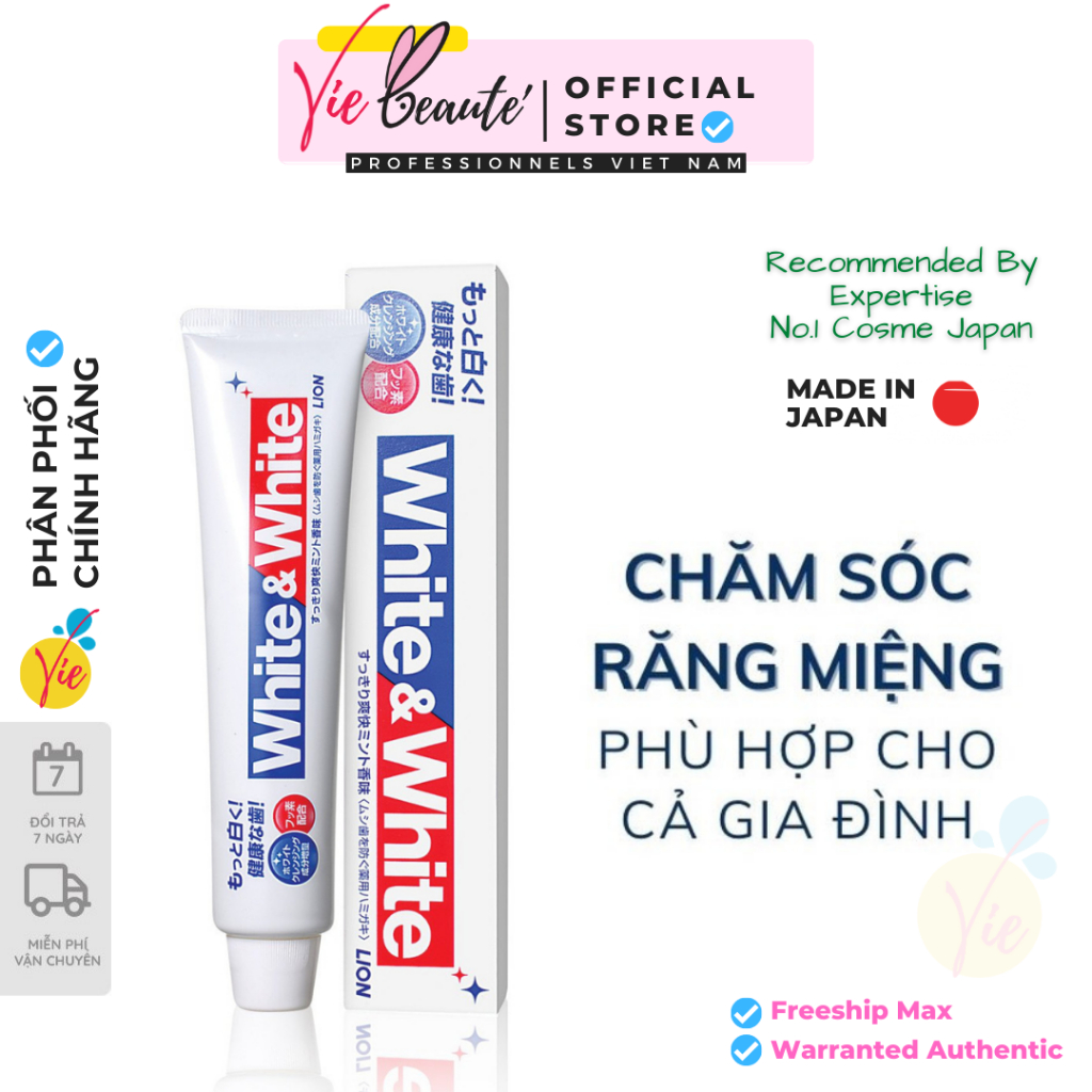 Kem đánh răng white and white lion 150g nhật bản