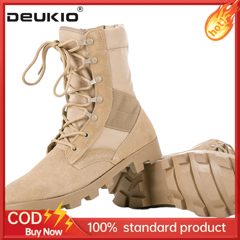 DEUKIO High Top Boots Desert Boots Army Green Outdoor Hiking Boots Camouflage Combat Boots Outdoor Training Boots ราคา 539 บาท*ส่งฟรี