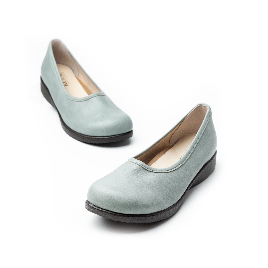 Giầy da nữ công sở đế cao 25cm giày lười nữ siêu nhẹ chống thấm nước Oblique Toe Kosu KS-23130 chín