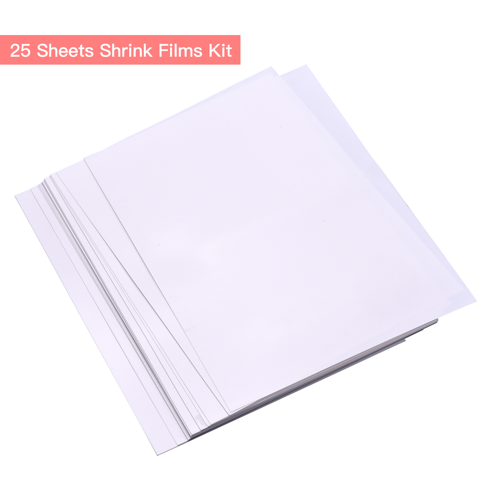 25 tờ trắng có thể in thu nhỏ phim Kit shrinky nghệ thuật Giấy Phim Heat-shrink Sheets Có thể được in cho máy in phun cho Diy mặt bông tai móc khóa phụ kiện trang trí 8.3x11.4 inch