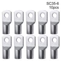OKDEALS 10Pcs 16-35mm2 SC16-6 SC25-6 SC35-6 Tinned Copper Lugs Ring Cable Connector Kit SC Type Wire Nose Terminal Crimp