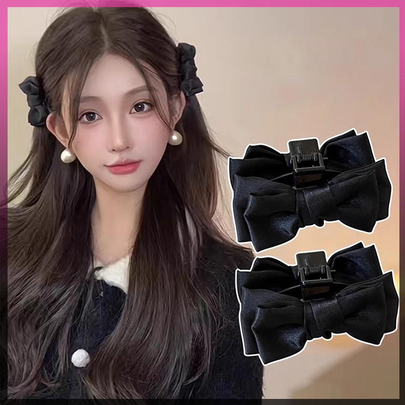 YIDAO2 ✨ 2 cái kẹp tóc nhỏ nơ đen kẹp tóc nữ kẹp tóc bên Kẹp tóc mái trán Kẹp tạo kiểu tóc ngọt ngào