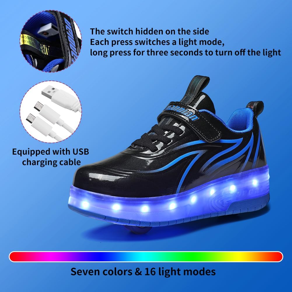 Trẻ Em Giày Với Bánh Xe Cho Quà Tặng-Có Thể Thu Vào LED Đôi Bánh Xe Con Lăn Skate Giày Cho Bé Trai Cô Gái Sneakers Ánh Sáng Cho Giáng Sinh Sinh Nhật Quà Tặ