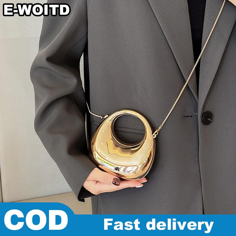 E-WOITD Của phụ nữ chuỗi Crossbody Túi ví nhỏ Acrylic kim loại ánh nửa mặt trăng bên tiệc của phụ nữ túi sang trọng Túi xách