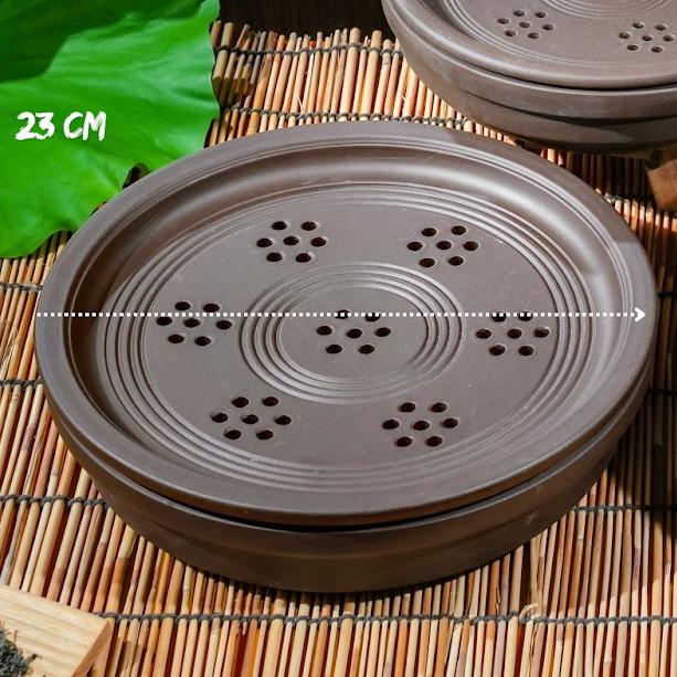 Bộ ấm chén tử sa trơn, chén lòng xanh, màu đỏ đen dung tích 450ml - Làng gốm Bát Tràng