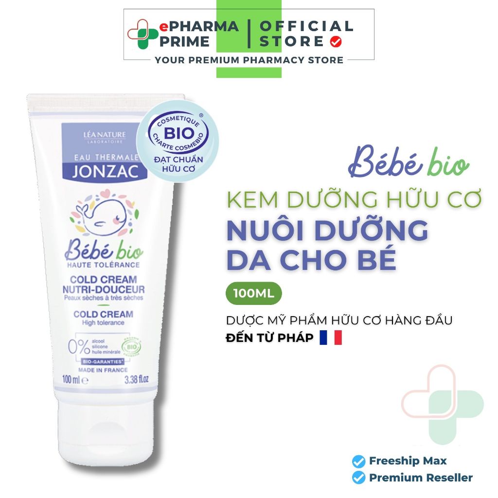 Kem Dưỡng Hữu Cơ Eau Thermale Jonzac Bébé Bio Nutri Gentle Cold Cream Nuôi Dưỡng Da Con Mềm Mịn 100ml