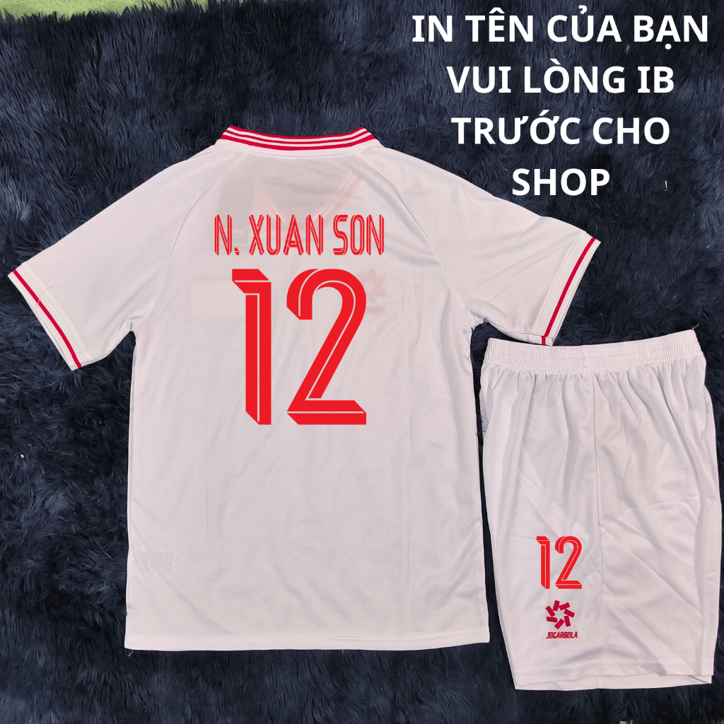 (Vải gai thái) Áo bóng đá Đội tuyển Việt Nam màu trắng sân khách BẢN FAN in tên số theo yêu cầu ĐHL 