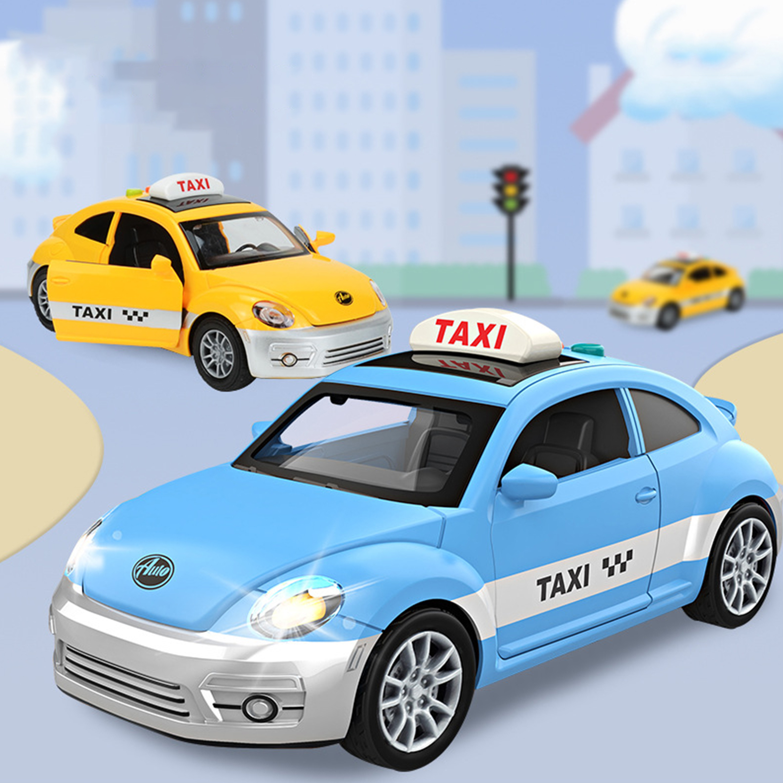 Bianyi Educational Taxi Toy Inertia Taxi Toy Fun and Festive Mini Taxi Toy