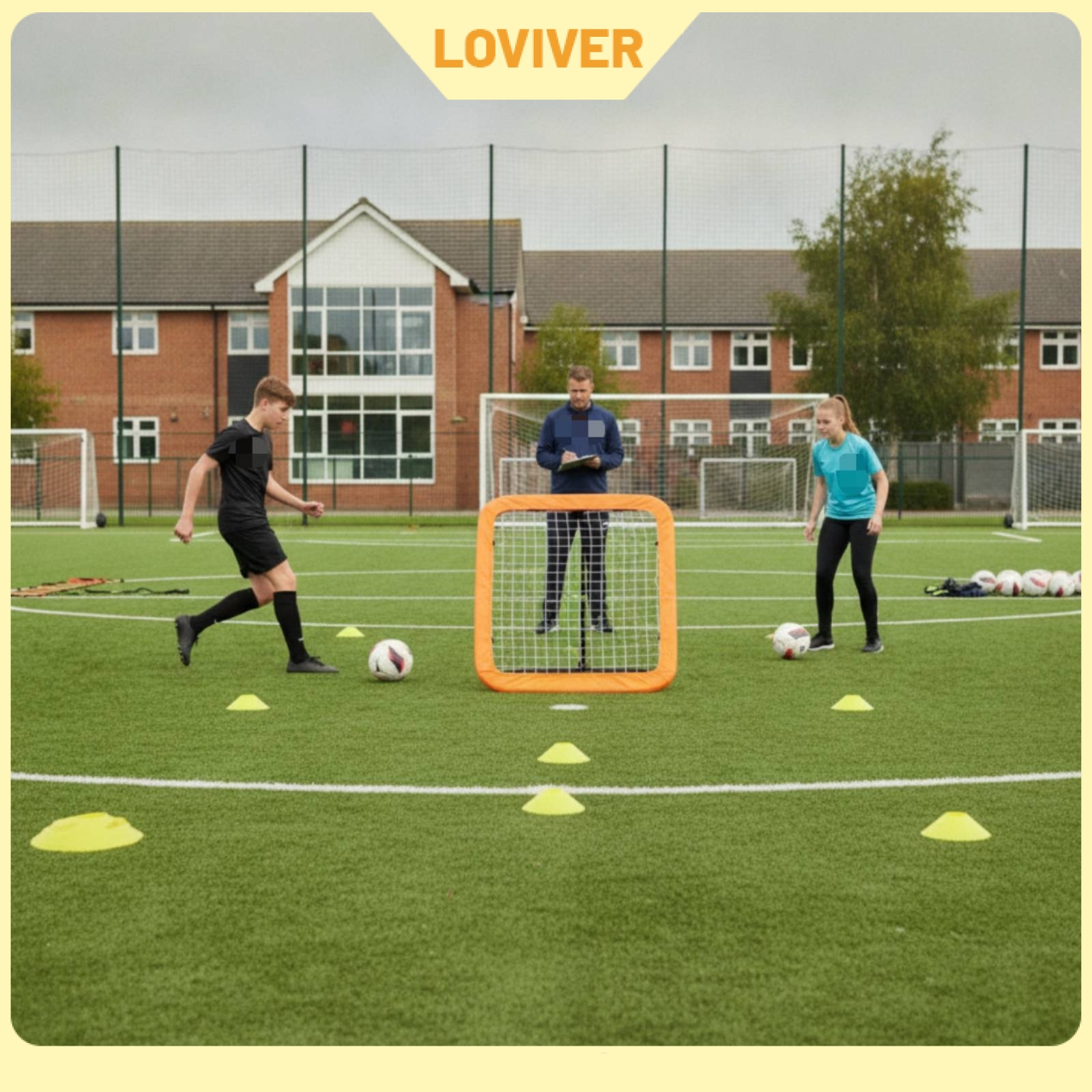 LOVIVER Adjustable Soccer Rebound Net with Metal Stand Stable Soccer Rebounder Sturdy Rebound Training Net Portable for Backyard ราคา 16,253 บาท*ส่งฟรี