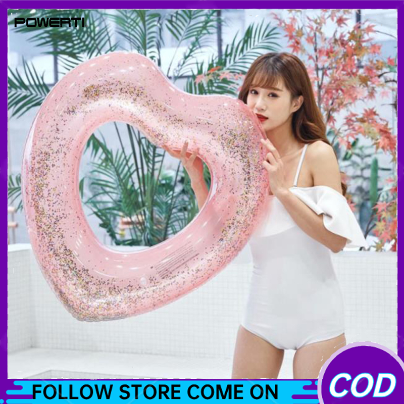 120cm Swimming Ring Love-shaped Thickened Inflatable Swim Floating Circle For Bathing Water