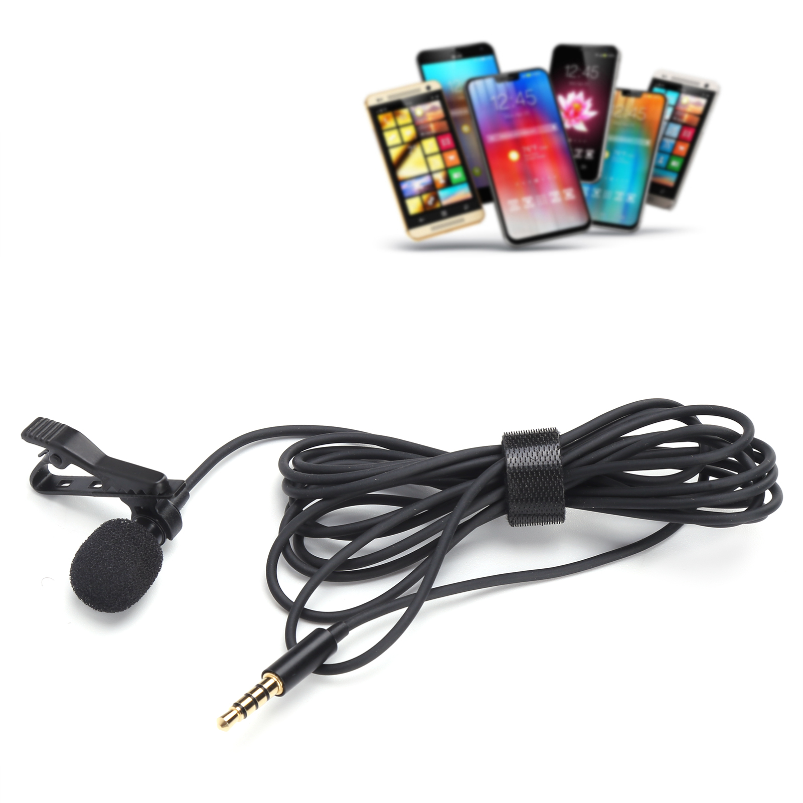 Keenso clip trên Microphone kim loại có dây Lavalier mic với giảm tiếng ồn cho điện thoại thông minh và máy tính bảng lý tưởng cho vlogging và các cuộc phỏng vấn