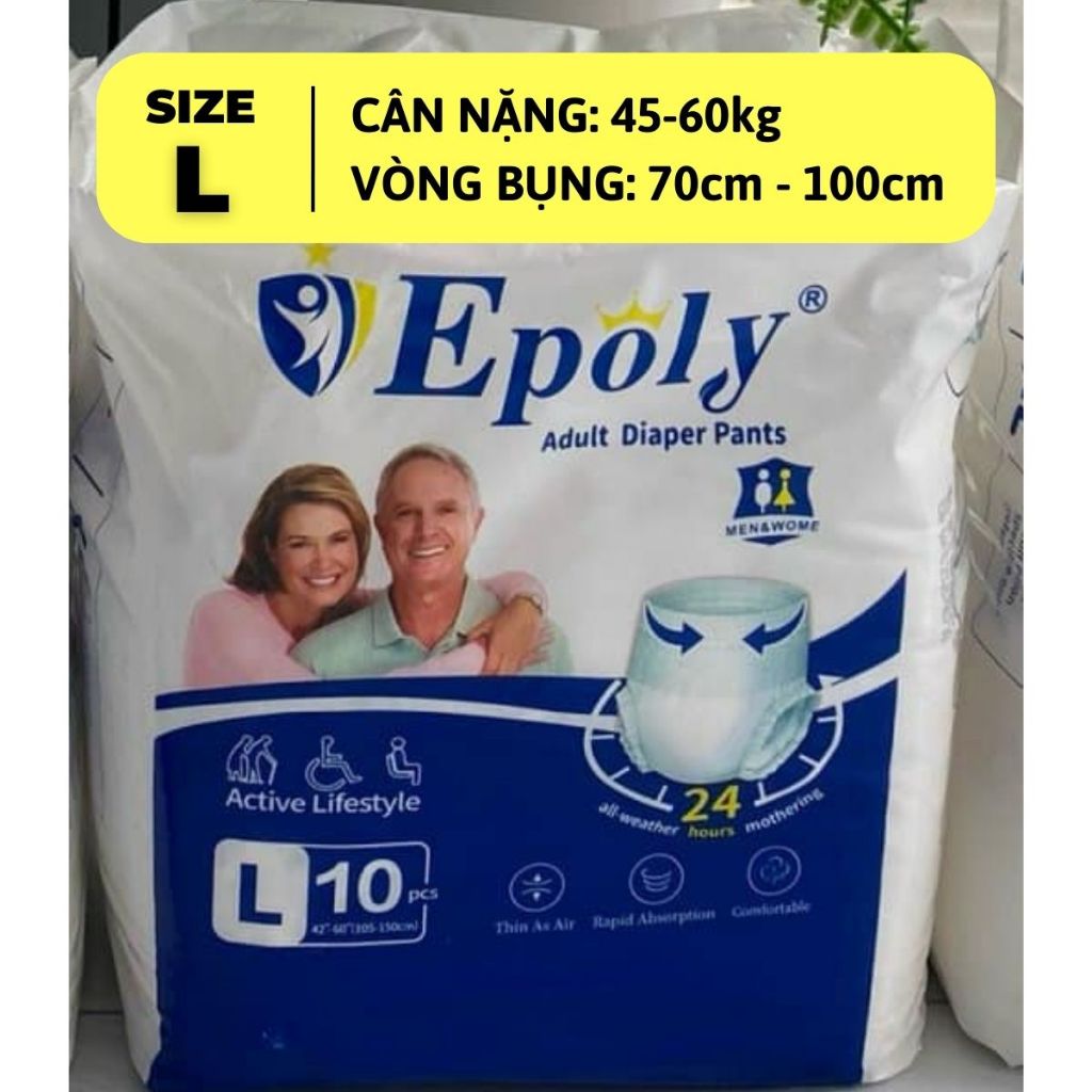 [HCM] Combo 50-100 Miếng Tả Người Lớn- Già Epoly/Ipaly Siêu Tiết Kiệm Co Giãn Tốt Chất Lượng Giá Rẻ Size M/L/XL Haci Kid