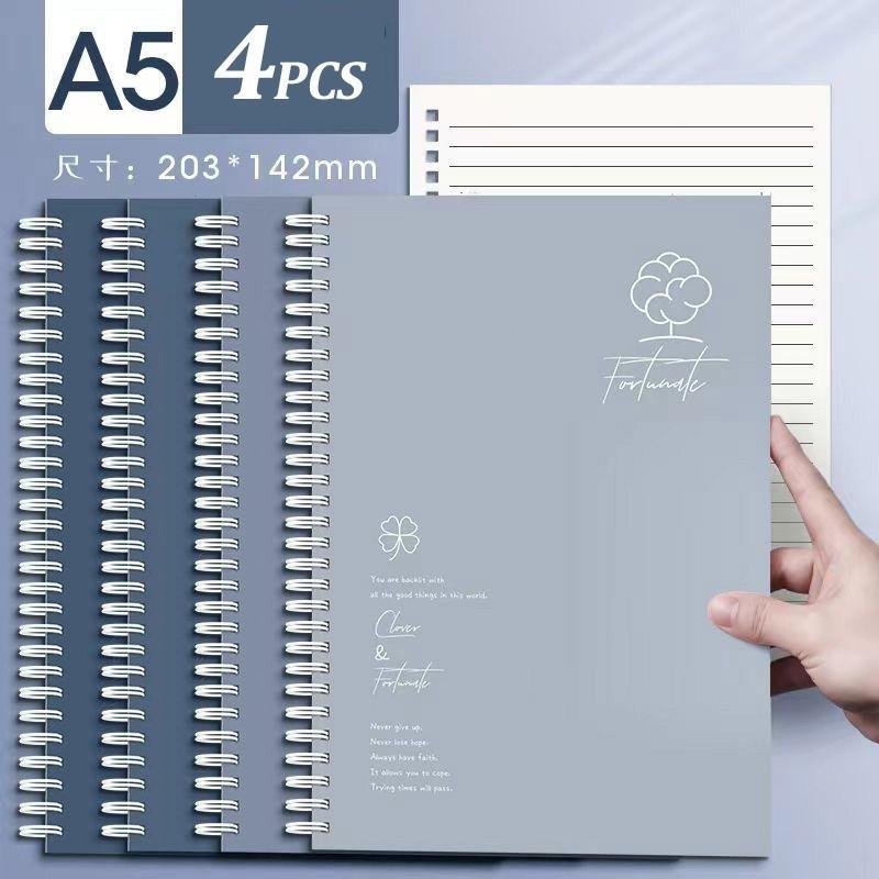 4Pcs Student A5 Spiral Notebook 60 Sheets Loose Leaf Diary Book Office Coil Notebook Set