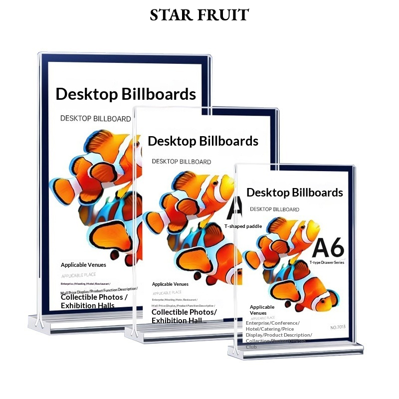 STAR FRUIT⭐ Transparent Acrylic Desktop Display Stand with Pull-Out Design for Menus, Price Lists, and Advertisements ราคา 40 บาท*ส่งฟรี