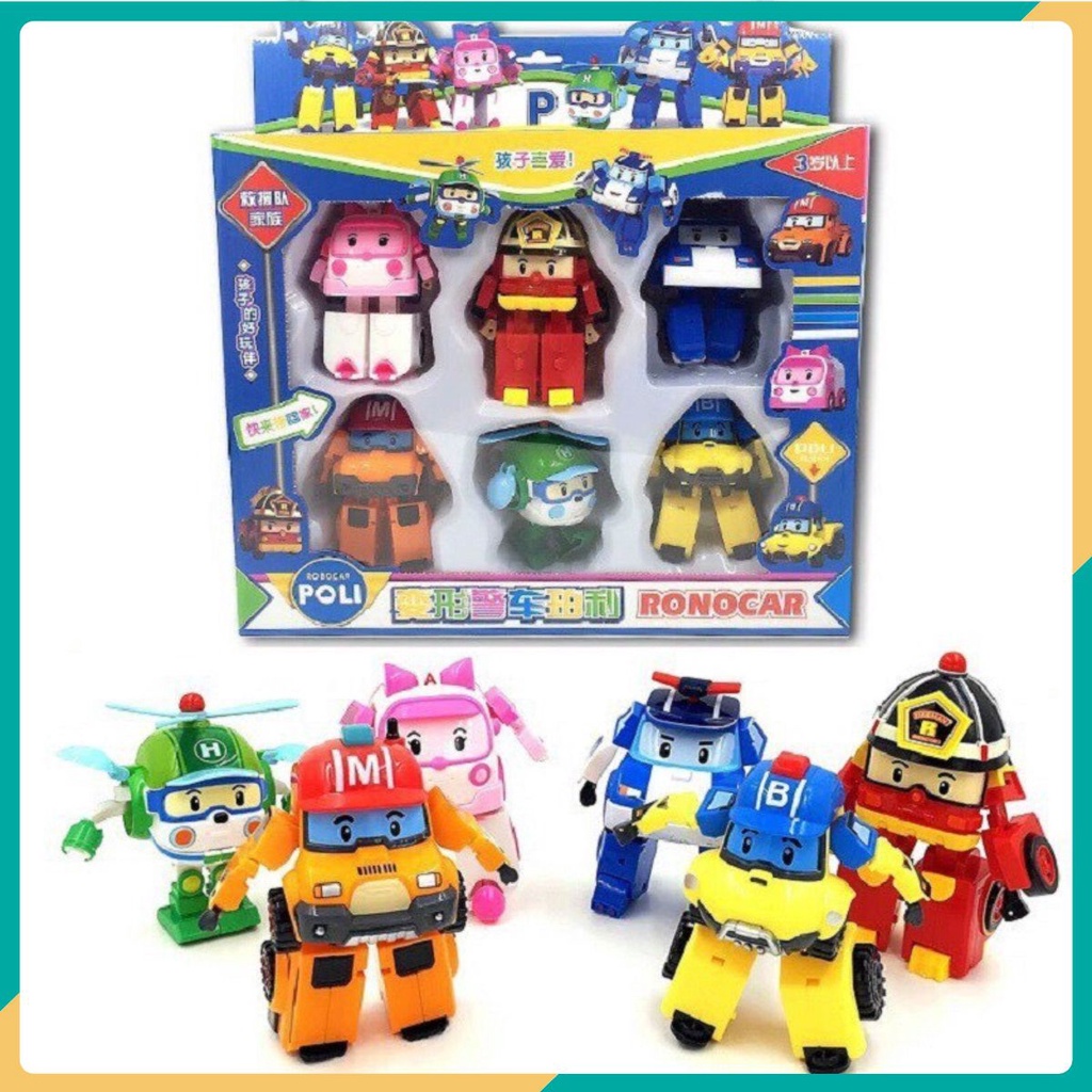 Hộp Đồ Chơi Robocar poli biến hình thành ô tô và robot Cho Trẻ Em làm Quen Sáng Tạo