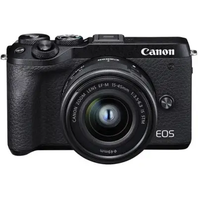 Canon EOS M6 Mark II Mirrorless Digital Camera with 15-45mm Lens (15months Local Warranty) black(Free 32GB, Bag, 64GB/LPE17 battery & Grip/Tripod)