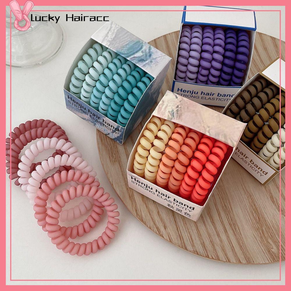 Lucky hairacc 6pcs/set đầy màu sắc dây buộc tóc co giãn màu kẹo mờ dây buộc tóc phụ kiện tóc dây cao su phụ nữ