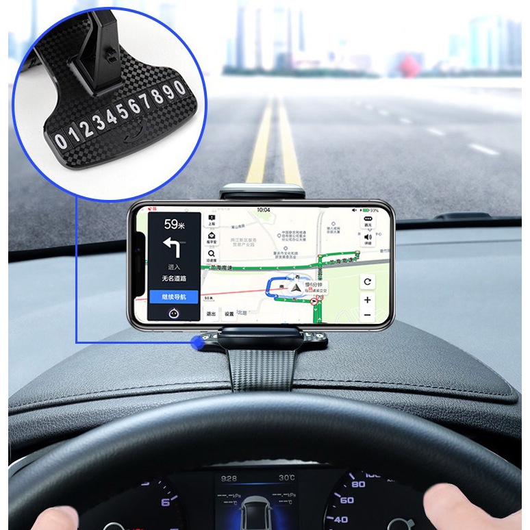 Giá đỡ điện thoại YB20 kèm bảng số xoay 360 độ cho ô tô kẹp tablo, kẹp gương chiếu hậu, kẹp gương chắn nắng tiện dụng