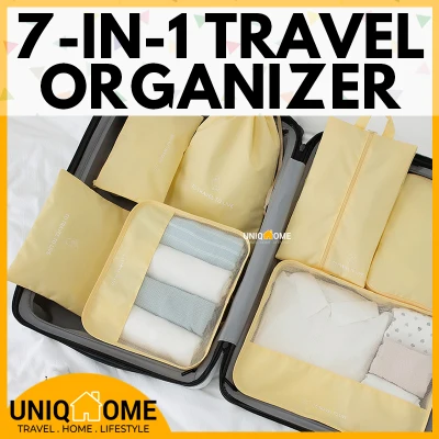UniqHome Travel Organizer 7 Pieces Eco Friendly Foldable Washable Luggage Set Organizer Travel bag Luggage Organiser Packing Bag Travel Organiser