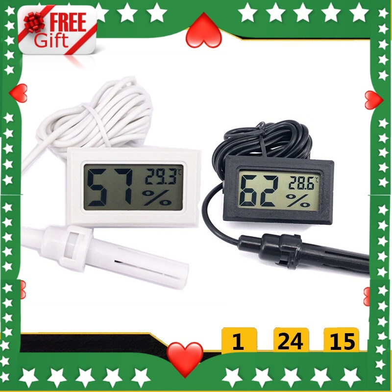 🎁 FREE GIFT 🎁 Mini Mudah Termometer Lcd Digital Sensor Hygrometer Tolok Peti Sejuk Aku