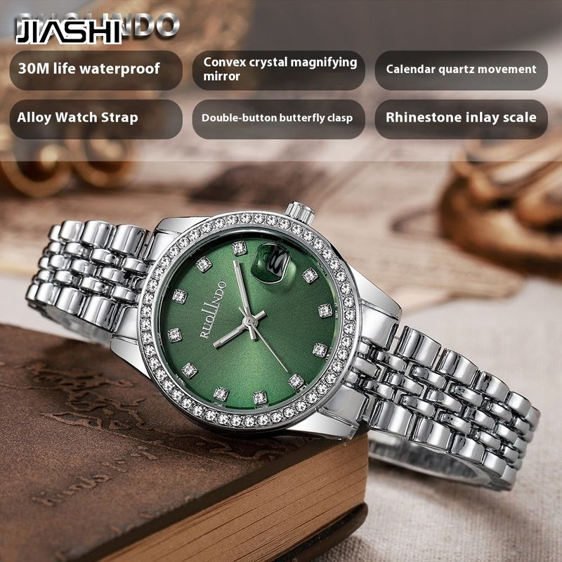 JIASHI New Watch Women's High-Grade Niche Calendar Women's Watch Wholesale Quartz Rhinestone Classic Replica Steel Strap Women's Watch ราคา 236 บาท*ส่งฟรี