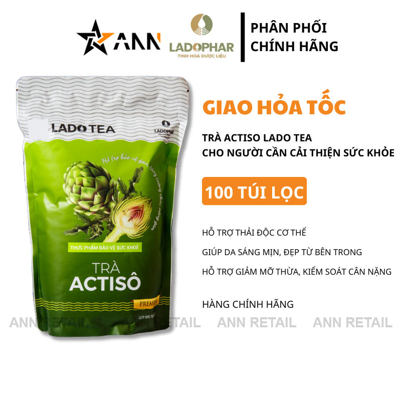 Trà Actiso Lado Tea Giúp Thanh Nhiệt Thải Độc Gan Gói 100 Túi Lọc - Trà Thảo Mộc Cải Thiện Sức Khỏe 