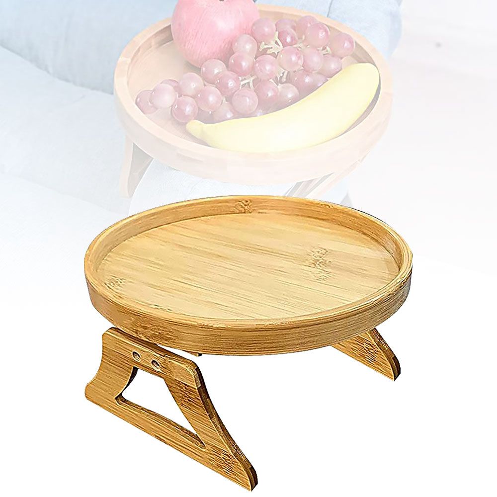 Zengd 1 cái thực tế bằng gỗ chân gập tay vịn sofa khay Mini bảng bên bảng Clip-on Bàn nâng Để ghế sô pha