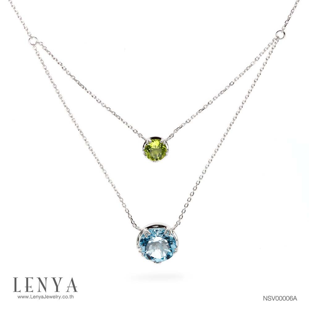 Lenya Blue Topaz Gemstone Necklace Enhances Confidence, Clarity, and Intelligence. Size 10 Mm. 925 Sterling Silver Body, White Gold Plated. ราคา 5,900 บาท*ส่งฟรี
