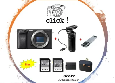 Sony Alpha ILCE-6400/ A6400 Mirrorless Digital Camera Body Only (Black) Bundle with Sony GP-VPT1 Shooting Grip + Manfrotto Base Grip + (Free 2 x 64GB SD CARD + Sony NP-FW50 Battery + Camera Bag)