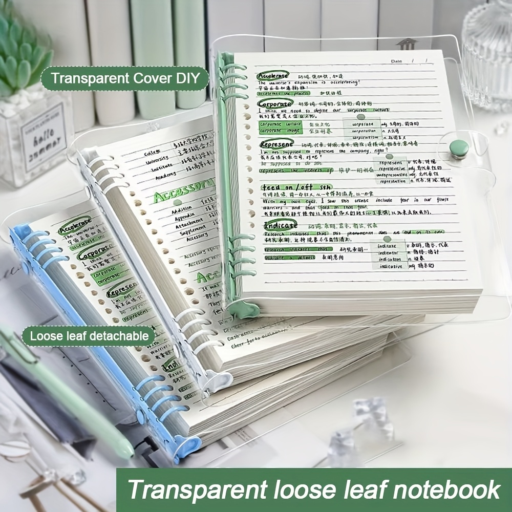 A5 Transparent PVC Binder Notebook - Detachable Cover, Ins Aesthetic Journal For Writing, Notes, Diary, Planner, School Supplies SDFF