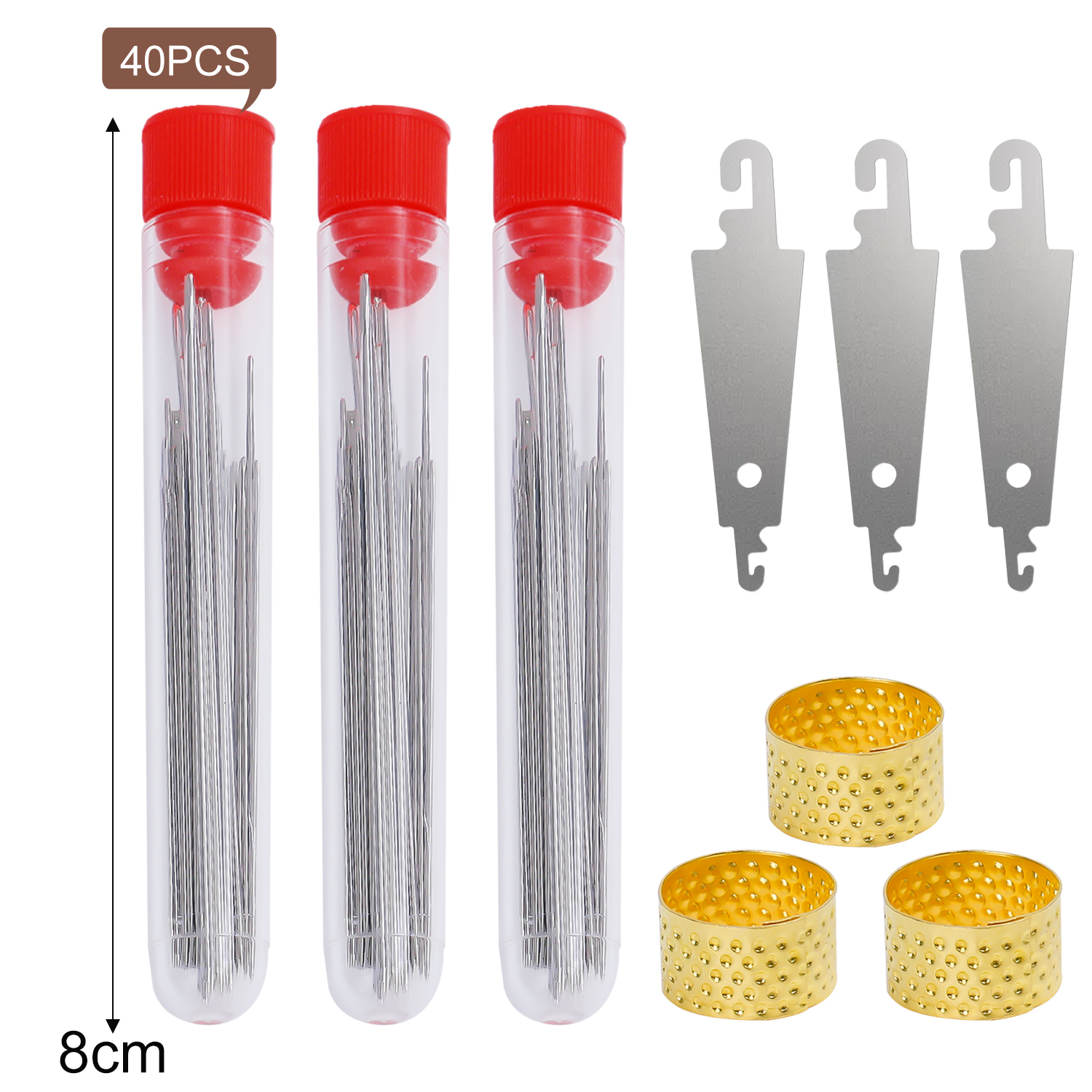 120Pcs Large Eye Stitching Needles Set Stainless Steel Embroidery Needle Yarn Knitting Hand Sewing Needles Household DIY Crafts Tools
