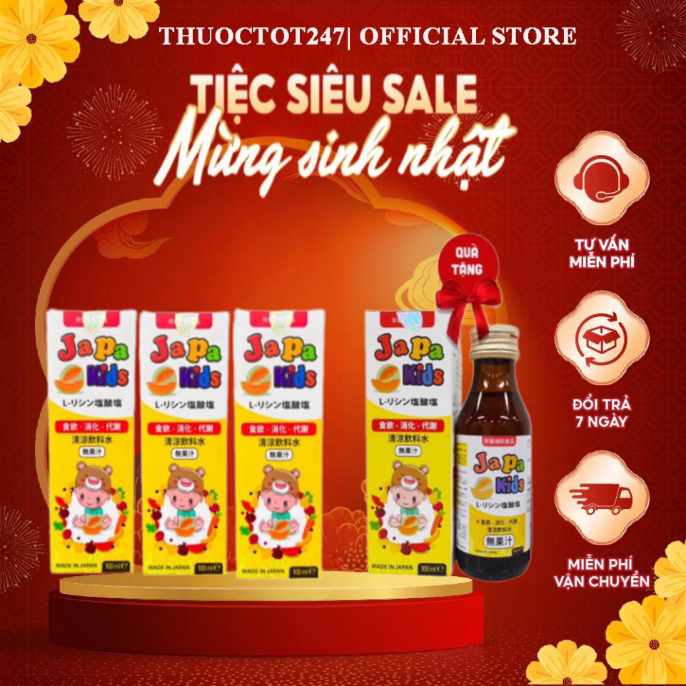 Siro ăn ngon Japa kids chai 100ml nhập khẩu Nhật Bản- Bé ăn khỏe tăng cân tốt