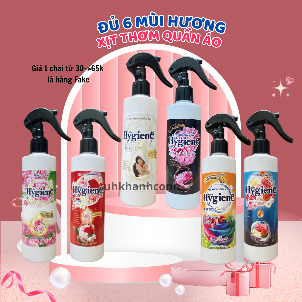 [Chính hãng] Chai Xịt thơm quần áo Hygiene 300ml, thơm mềm vải, không ố vàng quần áo, thái Lan