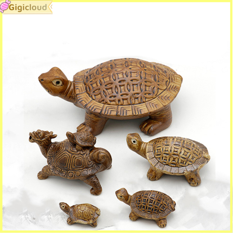 Gigicloud Mini Turtle Ornament Fish Tank Decoration, Realistic Simulation Ceramic Turtle Figurine, Cake Toppers, Micro Landscape, Fairy Garden, Aquarium Decor ราคา 41 บาท*ส่งฟรี