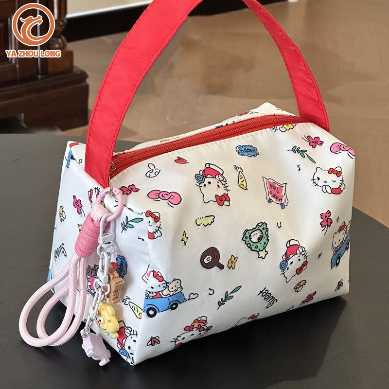 Túi đựng đồ sức chứa lớn in hình Hello Kitty dễ thương Túi đựng mỹ phẩm nữ dài Ya zhou