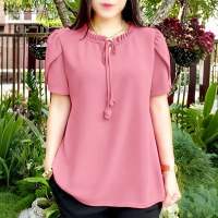 ZANZEA Korean Style Women Summer Solid Color Petal Sleeve Blouses Ruffled Crew Neck Lace-Up Top #0420