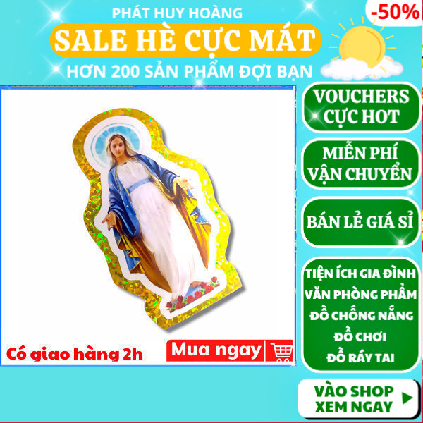 Tấm decal Đức Mẹ hình đẹp sắc nét , Bộ 2 Decal Đức Mẹ trang trí trên xe , Miếng dán phản quang decal hình Đức Mẹ , Decal Đức Mẹ dán kính chống thấm nước , Combo 2 miếng decal dán hình Đức Mẹ , Phát Huy Hoàng