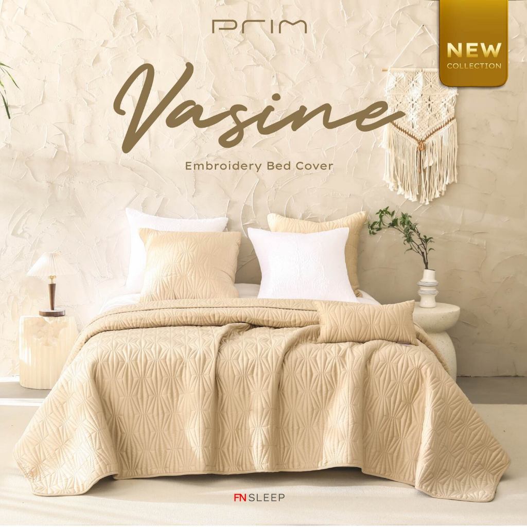 FN Prim ผ้าคลุมเตียง ปักลายไหม ผ้าคลุมเตียงกันฝุ่น รุ่น Vasine (แวร์ซายน์) Embroidery Bed Cover & Cushion ✨💤 ฟรีหมอนอิง ราคา 2,250 บาท*ส่งฟรี