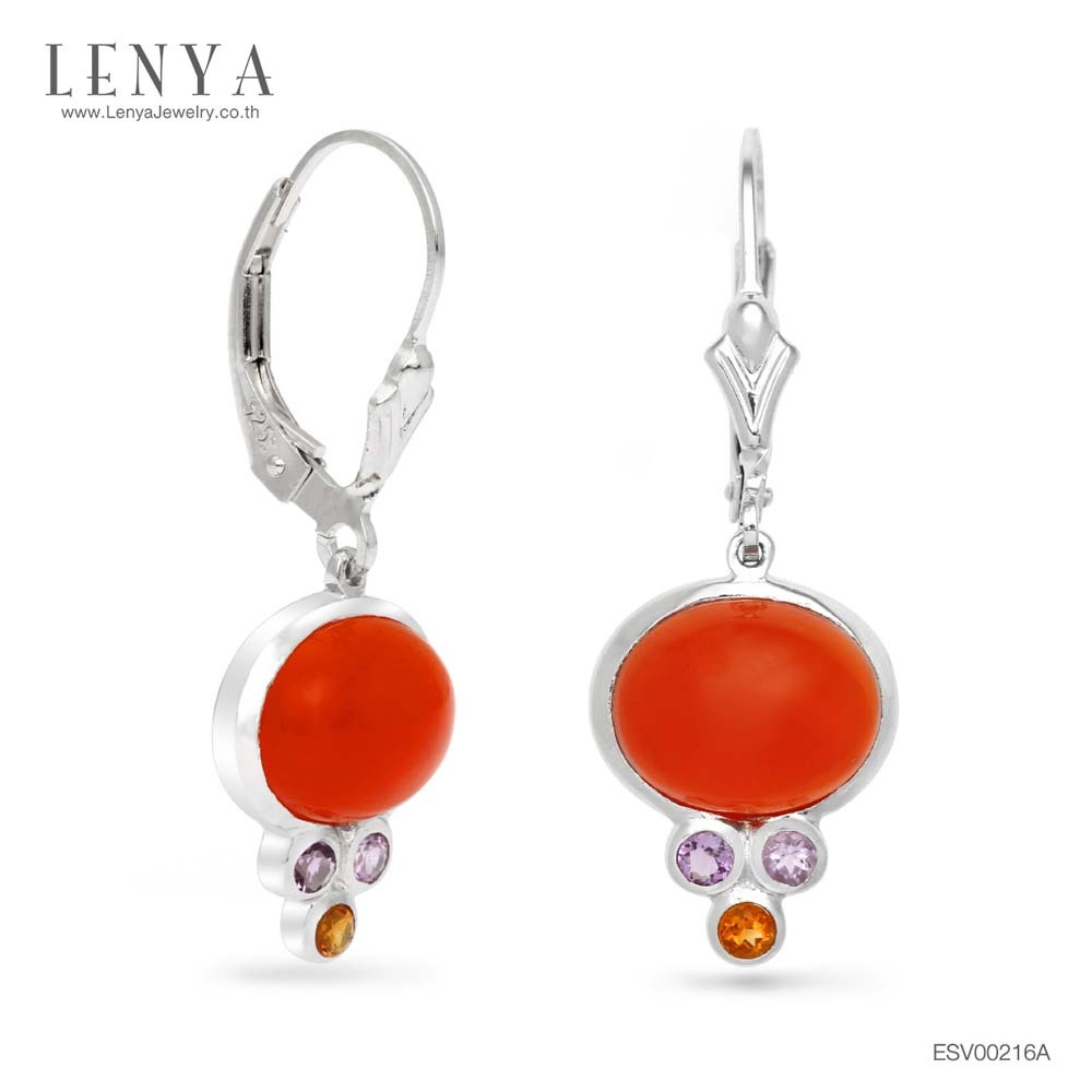 Lenya Canellian Earrings Enhance Happiness, Courage, Positive Energy, Size 10X8 Mm, 925 Sterling Silver Body, White Gold Plated. ราคา 2,900 บาท*ส่งฟรี