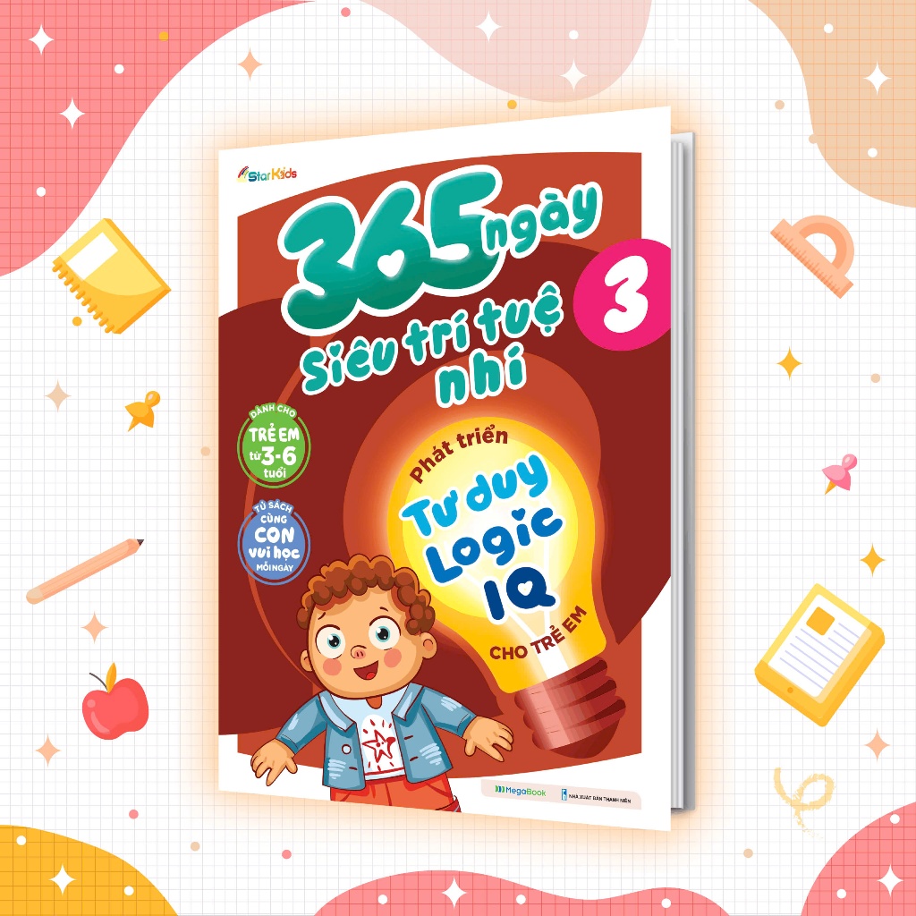 Sách 365 ngày siêu trí tuệ nhí - Phát triển tư duy logic IQ cho trẻ em 3 (2 trang stickers)