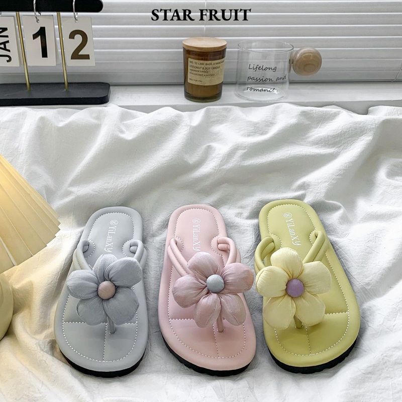 Summer Flower Design Comfortable Outdoor Beach Flip-Flops Female ราคา 81 บาท*ส่งฟรี