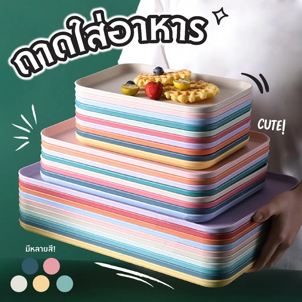 ถาดใส่อาหาร ถาดพลาสติก เสิร์ฟอาหาร จานใส่อาหาร ที่ใส่ของ ราคา 27 บาท*ส่งฟรี